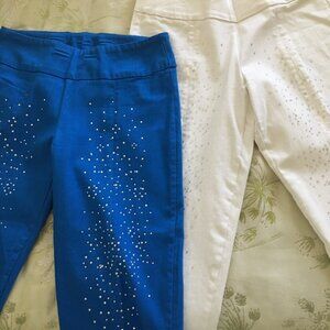 LuLu-B Stretch Capri pants with rhinestone sparkle accent on front legs. Size 8